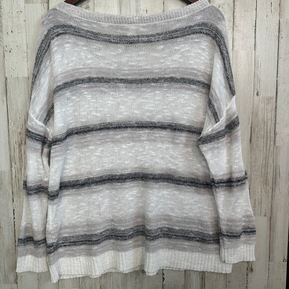 Eileen Fisher Organic Linen Blend Sweater XL Light Coastal Lagenlook Beachy EUC - Picture 2 of 8